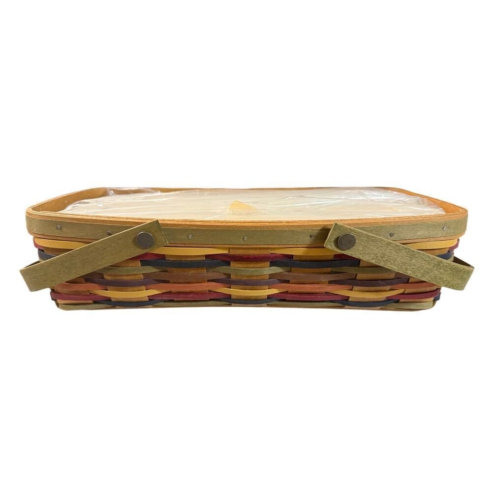 Longabergerโ2010 Fiesta Bright Multi Color Bread Basket w/ Lidded Protector